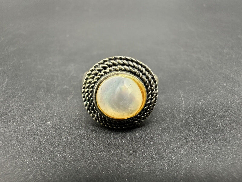 Vintage Sterling Silver 925 Mother Of Pearl Ring Sz 8