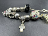 STERLING SILVER ITALY 13 CHARM BEAD BRACELET 8”20Gs