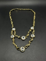 Vtg Bezel Set Crystal Rhinestone Gold Tone Necklace 20”