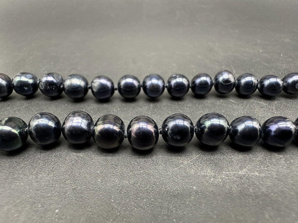 Black Baroque Genuine Pearl Necklace 18”