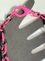 Pink Black Acrylic Resin Plastic Curb Statement Choker Cable Link Necklace 15”