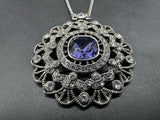 Givenchy Amethyst Crystal floral pendant necklace 16”