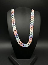 Acrylic Curb Link Necklace Pink Multi Colored 18”