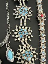 Vintage Victorian Turquoise Faux Stone Lot Of Jewelry~ Missing Stones