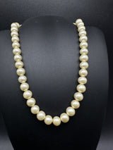 Vintage Faux Pearl Necklace Sterling Silver Clasp -15” Long