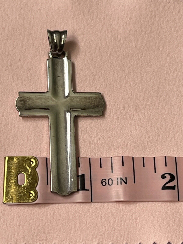 Sterling Silver CROSS Pendant 2" length