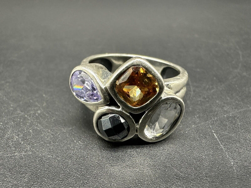 Retired SILPADA Multi Gemstone Ring Sterling Silver Size 7