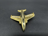 Kirks Folly Airplane Brooch Gold Tone Rhinestone