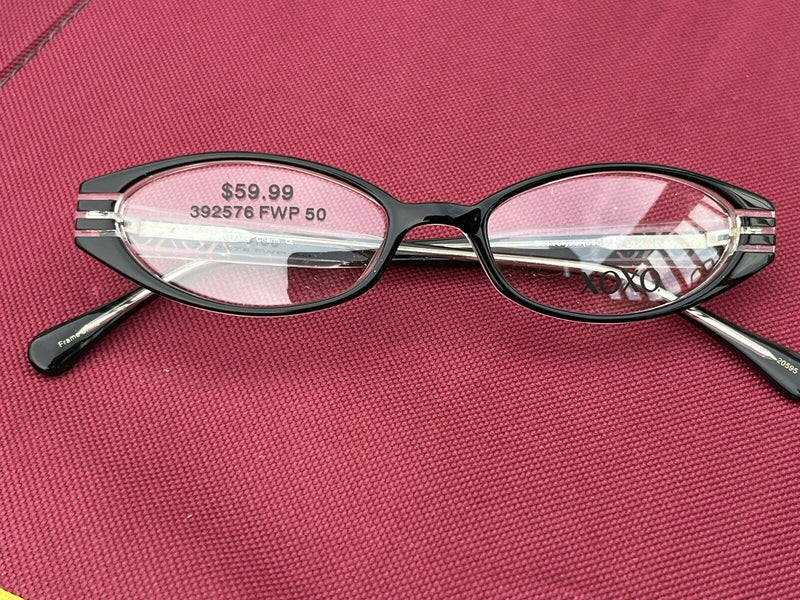 NWOT XOXO Charm Eyeglasses 50-17-140 Black Crystal Frames NB07