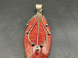 Natural Red Coral 925 Sterling Silver Pendant Jewelry 7Gs