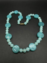 Vintage Amazonite? Gemstone Statement 20” Bead Necklace