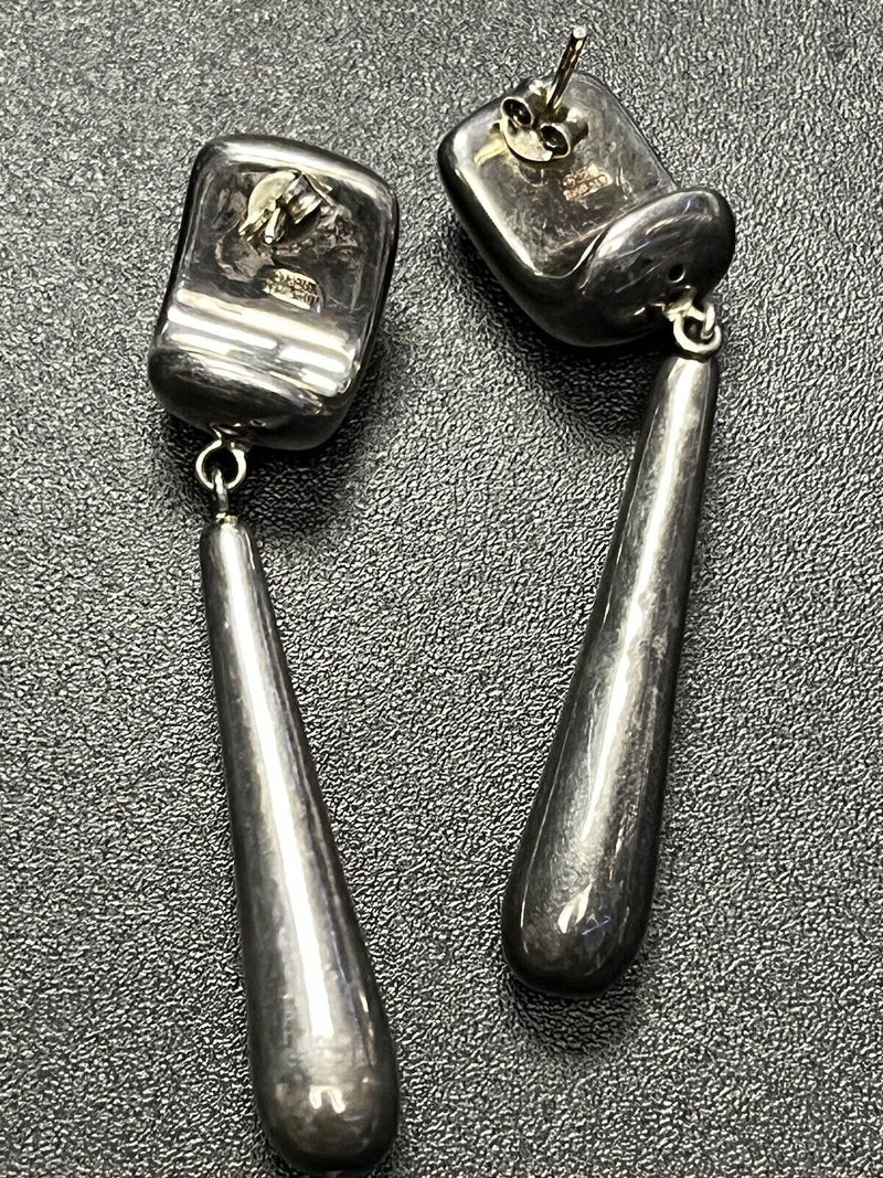 925 Oxidized sterling silver teardrop dangle earrings 2.5”