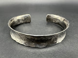 Sterling Silver 925 Thailand Brushed Hammered Textured Cuff Bracelet 7.25”