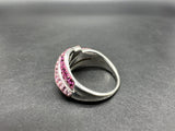 2 Tone PINK Pave CRYSTAL 925 Sterling Silver RING - 7