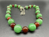 22” Sterling Carnelian Aventurine Gemstone beads Necklace 98G & Earrings Set 9Gs