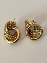 Vintage 14k Yellow Gold Love Knot Intertwined Earrings 4G~1.75”