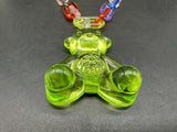 Acrylic Cable Link Chain Crystal Lime Green Bear Pendant Necklace 18” Long