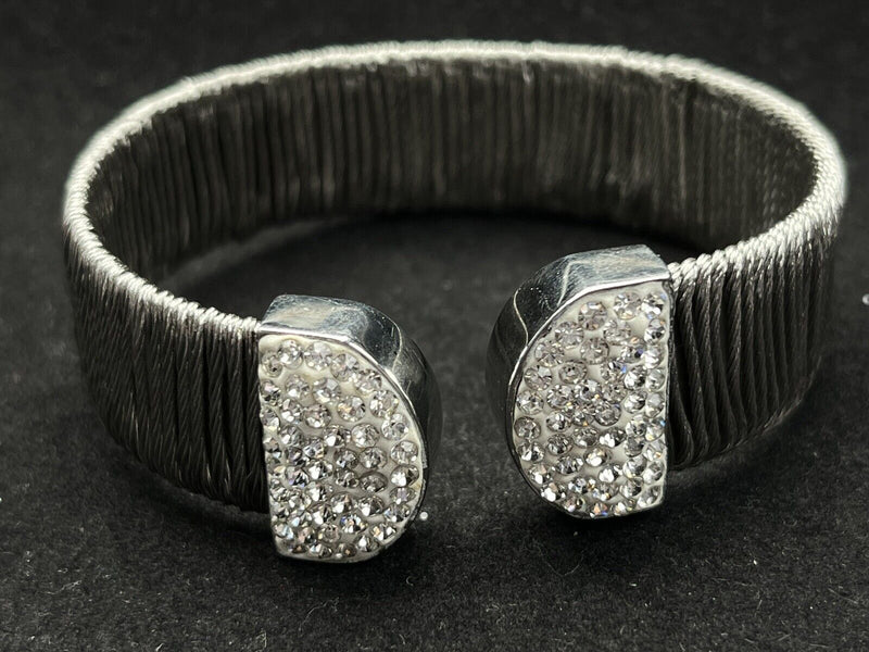 Elegant Pave Center Cuff Flexible Bracelet 7”