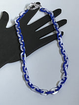 Blue Clear Transparent Unisex Acrylic Cable Chain Link Necklace 18” Long 9mm