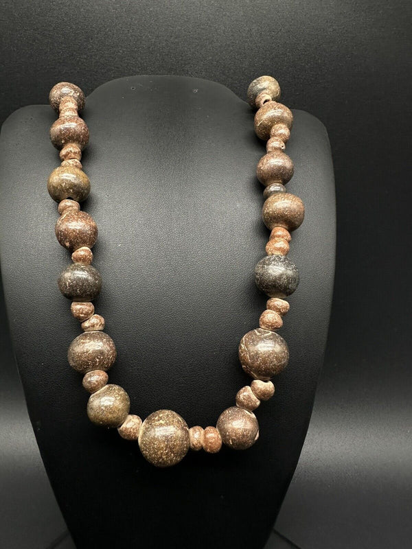 Ethnic Tribal Stone Bead Necklace -- 26”