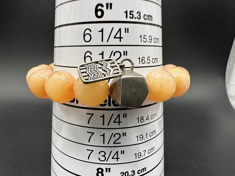 Silpada Peach Quartzite Sterling Silver Stretch Bead Bracelet  42Gs 7"