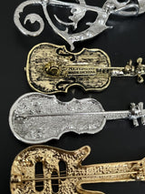 Vintage to now Mixed Musical Instruments Brooches Jewelry Lot Of 5pcs