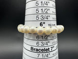 Freshwater Pearls Mother of Pearl Charm Bead Bracelet Cream Stretch Design 6.5"