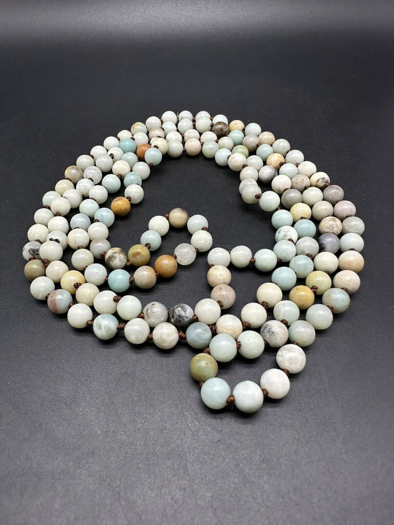 Natural Multi Gemstone Knotted Beaded NECKLACE 60”