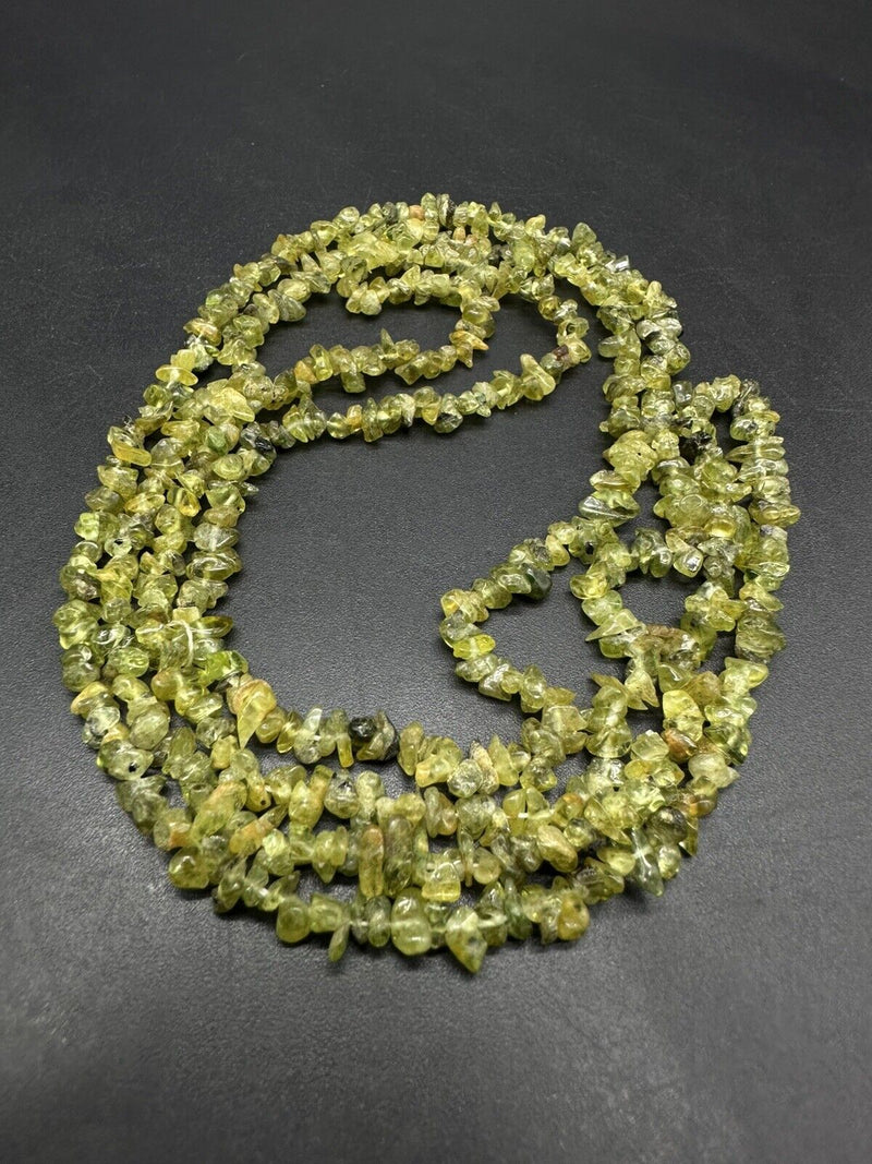 Vintage Peridot Beaded Long Necklace 36”