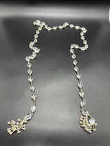 Vintage Crystal Glass Bead Lariat Tassel Chain Necklace 42” Long