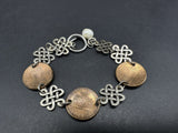 Vtg Sterling Silver Penny Link Bracelet  7”