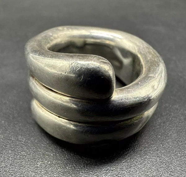 925 Silver - Vintage Modernist Puffy Band Ring Sz 5