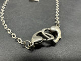 Double Heart Linked Necklace 925 Silver Adjustable Length 19”