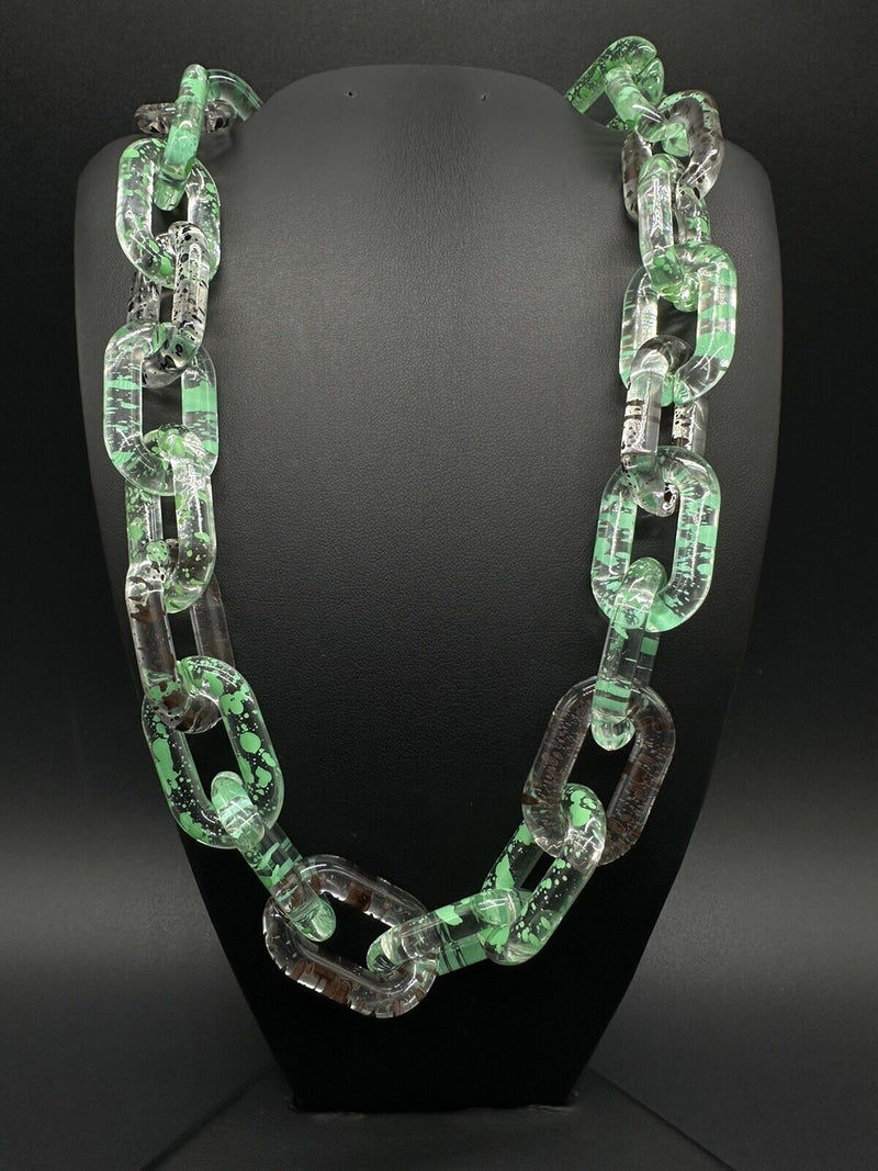 Clear Translucent Cable Link  Multicolor Acrylic Chain Link Necklace 20”