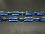 Vintage BLUE Czech GLASS Knotted BEAD Necklace 56”