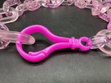 Pink Translucent Cable Link Frosted Acrylic Chain Link Necklace 20”~Cute!!!