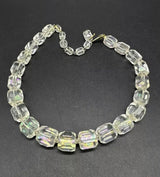 Vintage Austrian Crystal Rock Aurora Borealis beaded necklace 14”