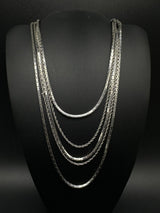 Vintage Signed Crown Trifari 5 Strand Silver Tone Cascading Chain Necklace 16”