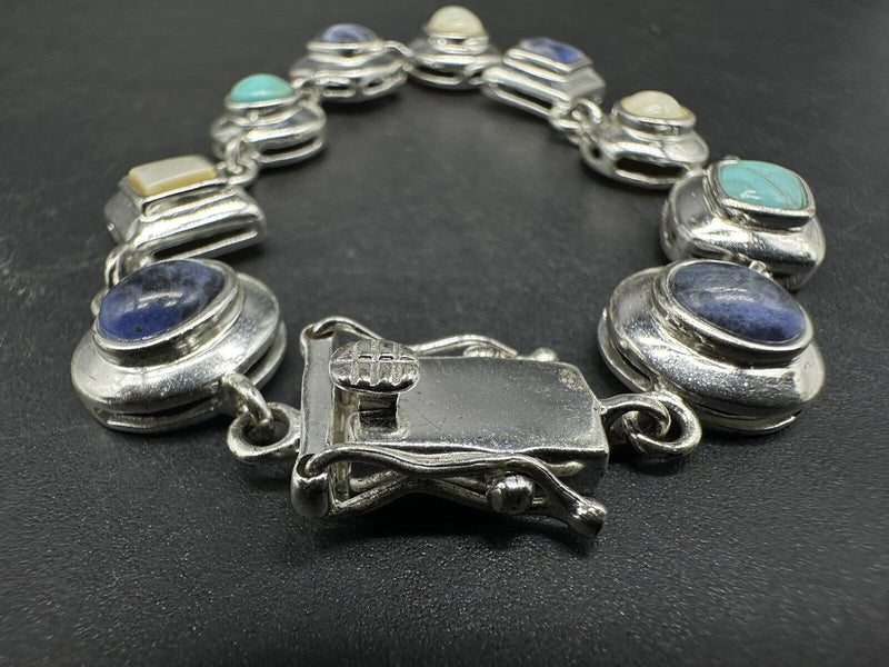 Sterling Silver Bracelet Multi Stone Bracelet 6.5”