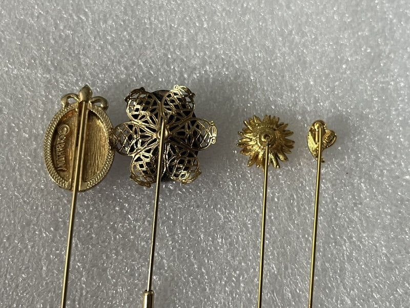 Vintage Monet Trifari Sarah Cov Stick Pins Lot of 4