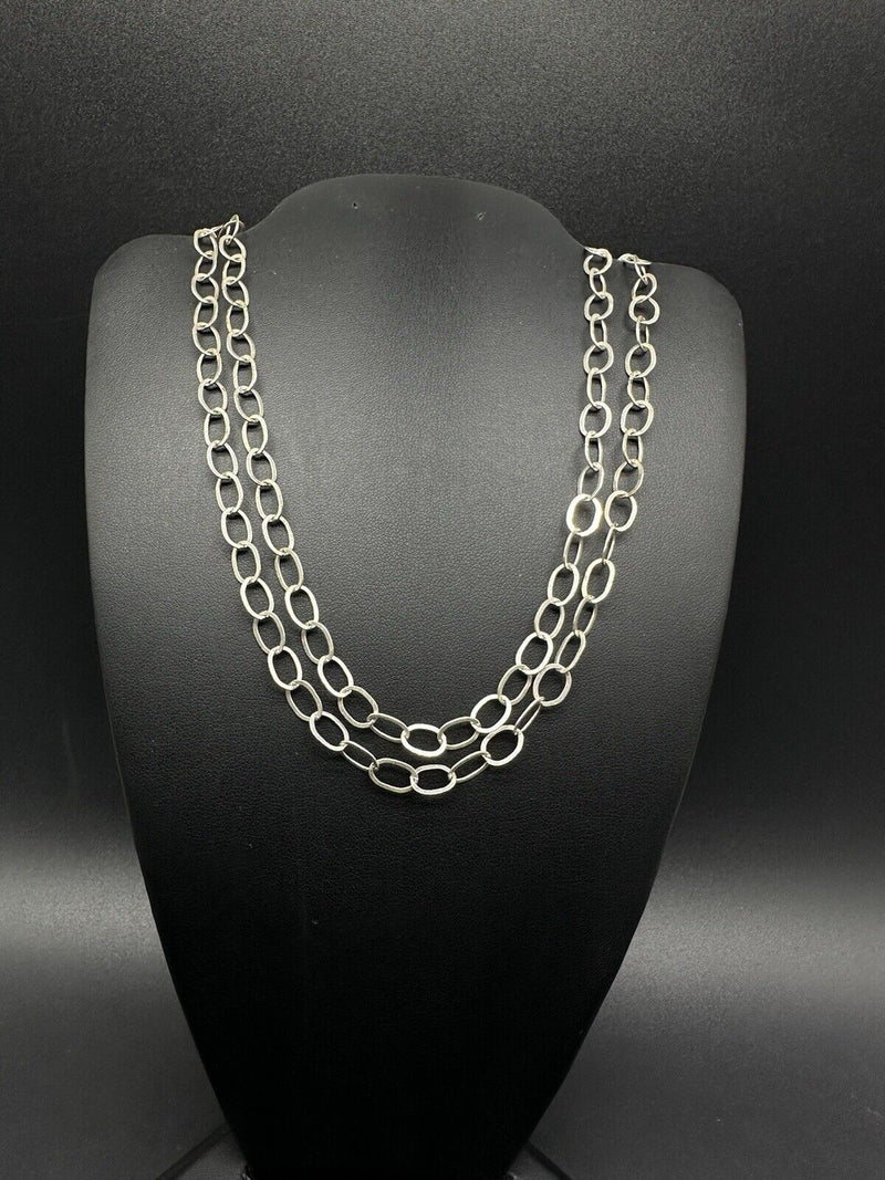 STUNNING 96-inch  Extra Long Sterling Silver Open Link Chain Necklace 28 grams