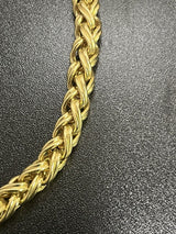 Gold-Tone Wheat Link Chain Choker Necklace 7mm Rhinestone Clasp 16”