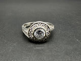 925 Sterling Silver Clear CZ Halo Band Ladies Ring Size 7.5