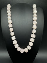 Vintage Pink Quartz Stone Necklace 34”