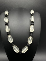 Vintage Frosted Glass Bead Necklace - 24”- Black