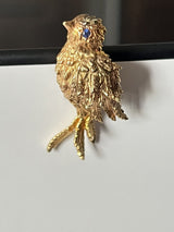 Vintage 14k Yellow Gold & Topaz 3D Figural Bird Designed Stick Pin~6 Grams~2.5”