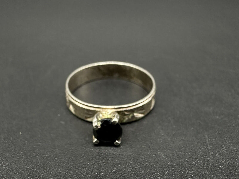 Black Onyx? Sterling Silver 925 Ring Statement Ring Solitaire 5.75