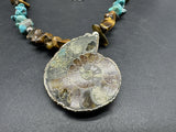 Turquoise Necklace natural shell pendant 20” 43Gs