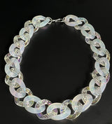 Curb Link Acrylic Translucent Chain Statement Necklace 17”~ 24mm Thick~