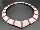 Vintage Lucite White and Red Necklace 19”  & Bracelet 8” Set